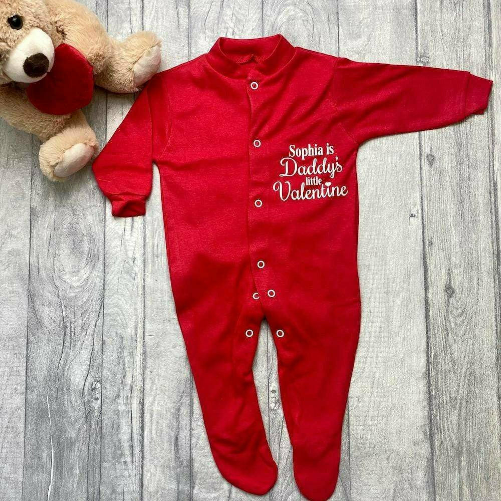 Personalised 'Daddy's Little Valentine' Babies Romper Sleep Suit, Valentine’s Day