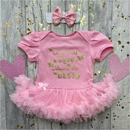 'Dad And I Agree Mum's The Best' Baby Girl Tutu Romper With Matching Bow Headband