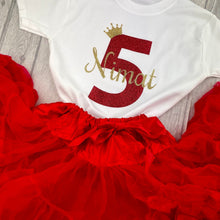 Load image into Gallery viewer, Girls Personalised Red Birthday Outfit Set - Little Secrets Clothing
