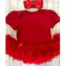 Load image into Gallery viewer, Plain Red Baby Girl Tutu Romper With Matching Bow Headband - Little Secrets Clothing
