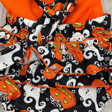 Load image into Gallery viewer, Personalised Baby Girl Halloween Braced Bloomer &amp; Top Set, Pumpkin Ghost Costume - Little Secrets Clothing
