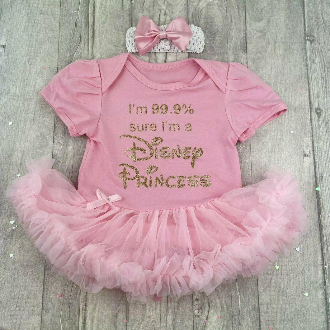 I'm 99.9% Sure I'm A Disney Princess baby girl Tutu Romper Gold design