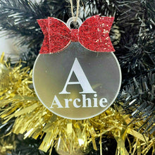 Load image into Gallery viewer, Personalised Christmas Bauble with Glitter Bow
