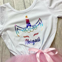 Load image into Gallery viewer, Personalised Unicorn Girl&#39;s White and Pink Long Sleeved Tutu Dress, Birthday

