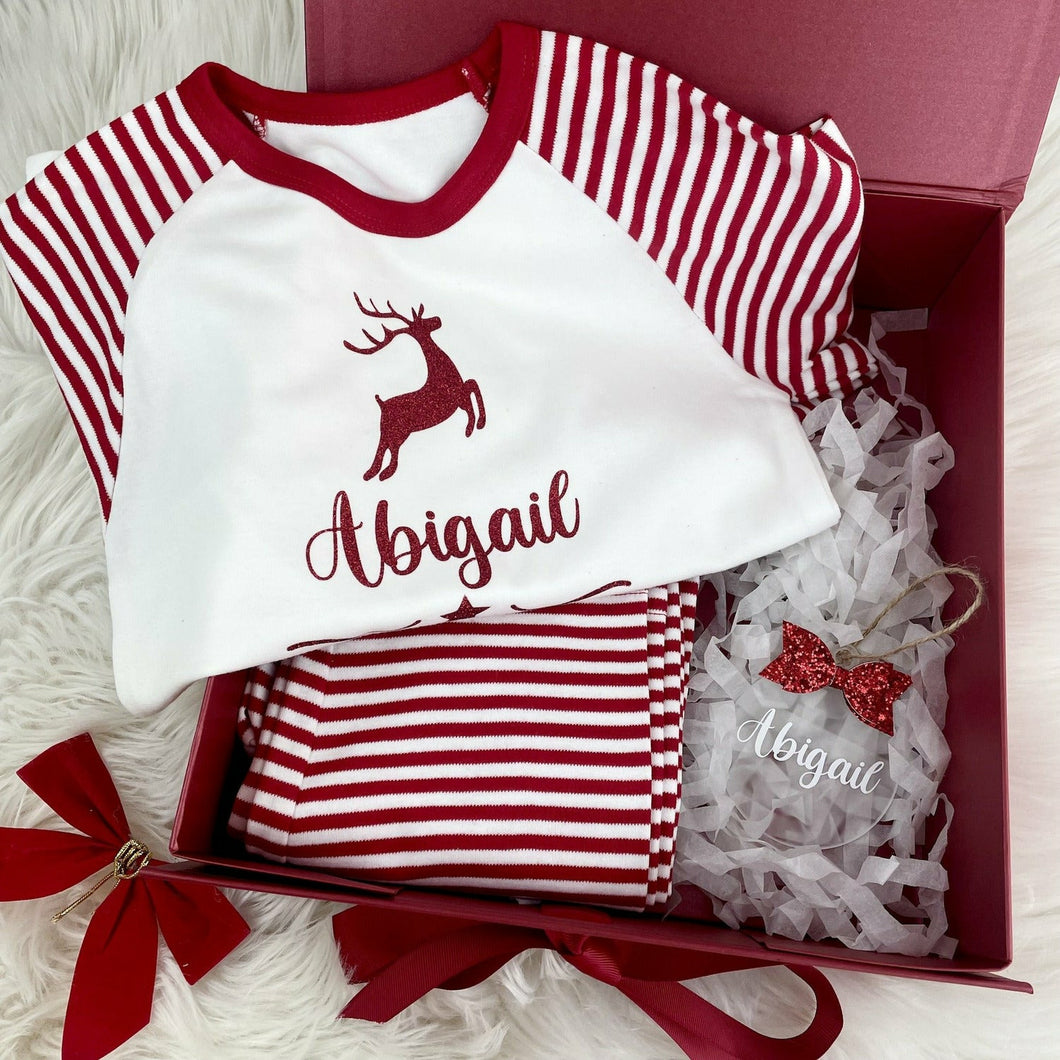 Christmas Gift Set, Includes Personalised: Pyjamas, Christmas Tree Bauble Decoration & Christmas Eve Box