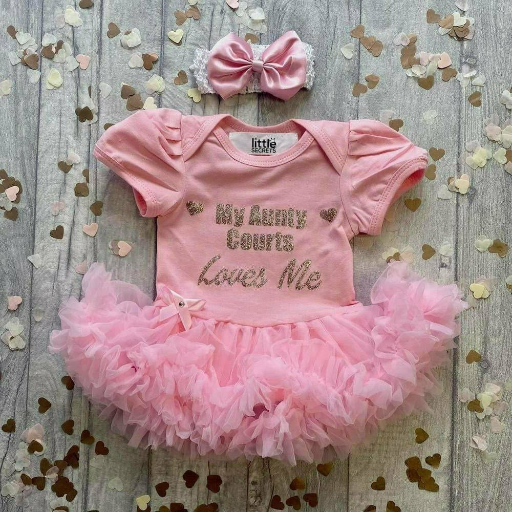 'My Aunty Loves Me' Personalised Tutu Romper With Matching Bow Headband