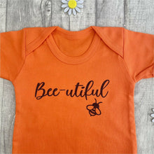 Load image into Gallery viewer, &#39;Bee-utiful&#39; Baby Boy Short Sleeve Summer Romper, Black Glitter Bumble Bee Design
