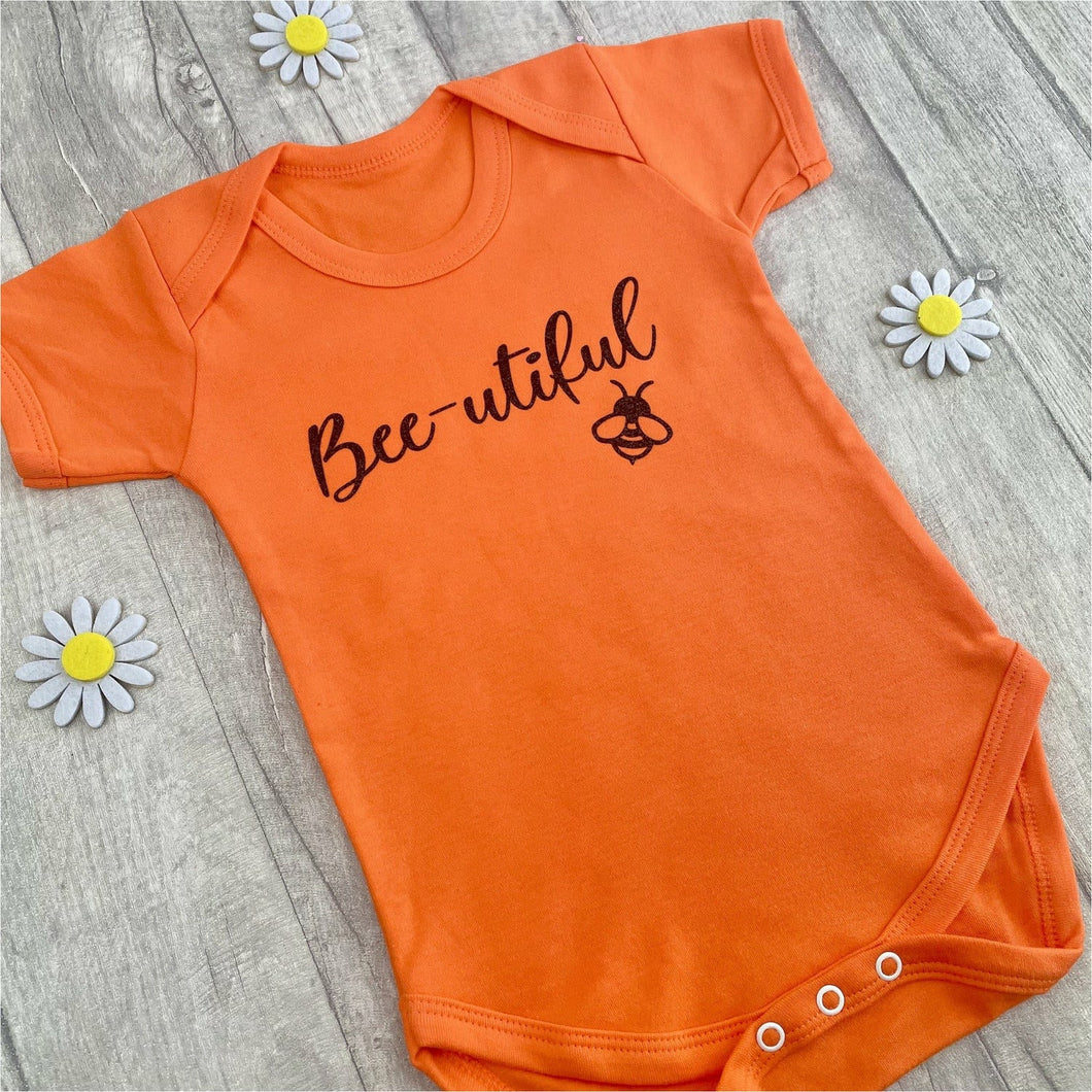 'Bee-utiful' Baby Boy Short Sleeve Summer Romper, Black Glitter Bumble Bee Design