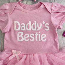 Load image into Gallery viewer, &#39;Daddy&#39;s Bestie&#39; Baby Girl Tutu Romper With Matching Bow Headband
