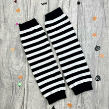 Load image into Gallery viewer, Halloween Legwarmers, Baby Girl Accessories, Black &amp; White Stripe
