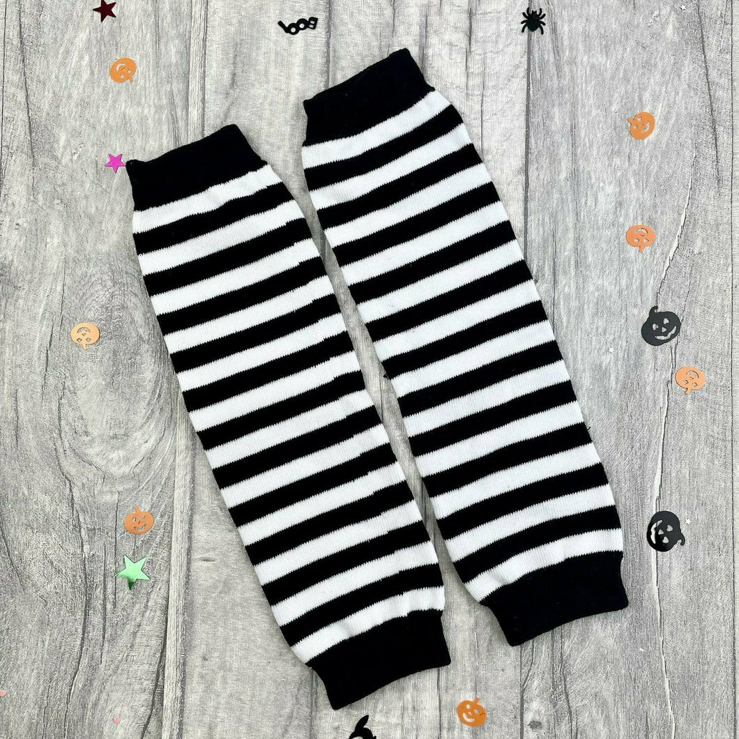 Halloween Legwarmers, Baby Girl Accessories, Black & White Stripe