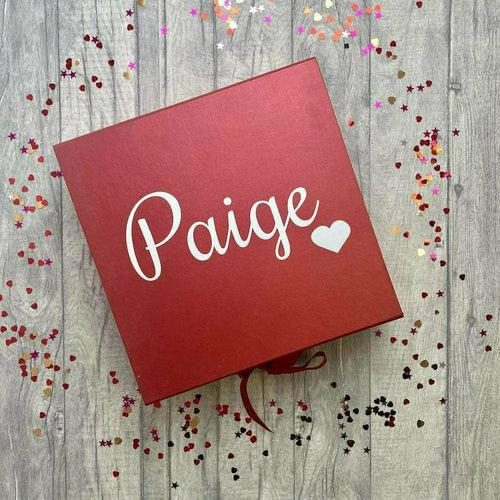 Personalised Name Red Keepsake / Gift box, Christmas Day, Valentine’s Day - Little Secrets Clothing