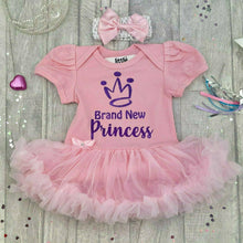 Load image into Gallery viewer, Brand New Princess Baby Girl Tutu Romper With Matching Bow Headband, Crown - Little Secrets Clothing
