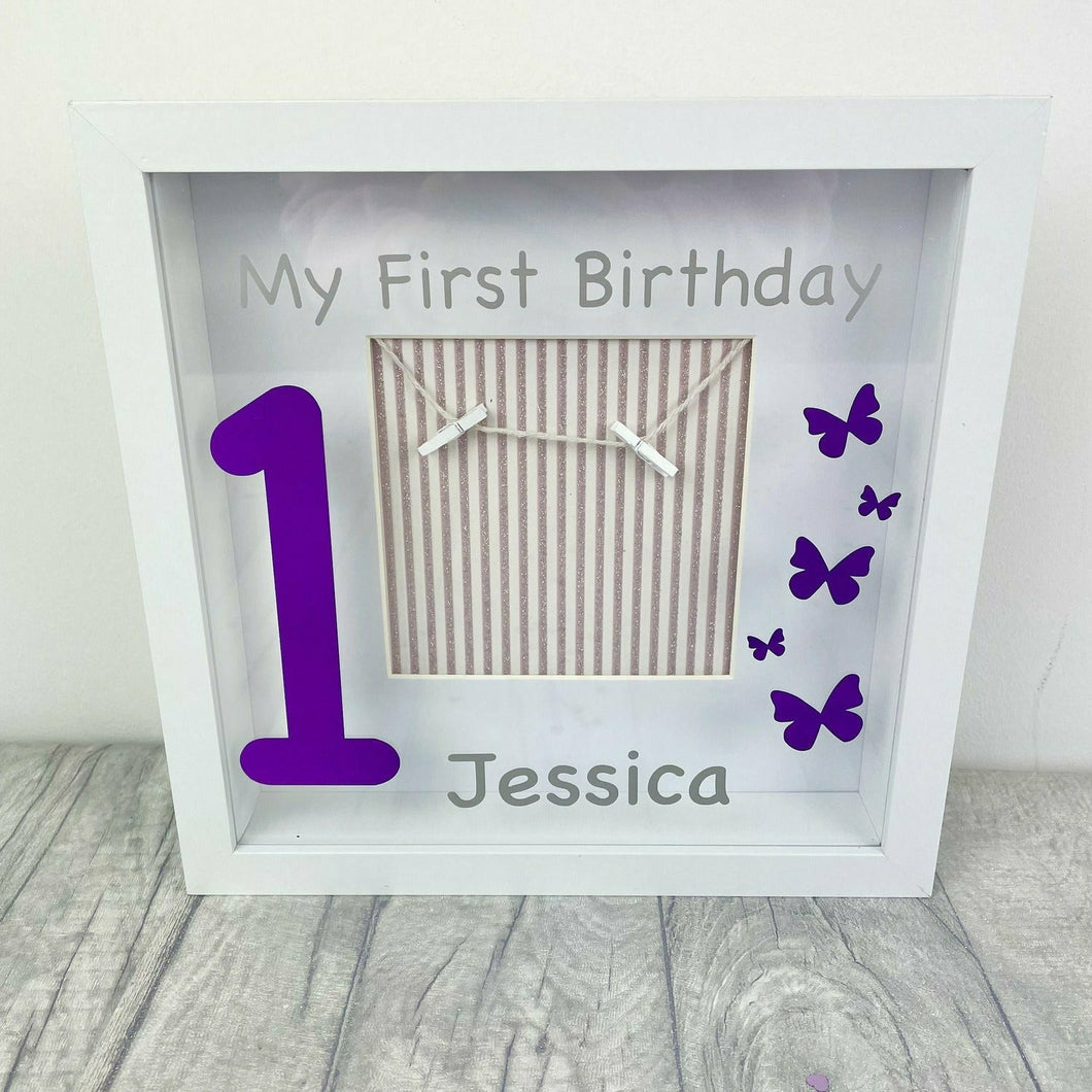 Personalised 'My First Birthday' Butterfly Baby Photo Frame