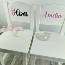 Load image into Gallery viewer, Personalised Baby Girls &amp; Boys Curly Name, White Wooden Nursery Chair
