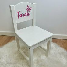 Load image into Gallery viewer, Personalised Baby Girls Butterfly Toddler Wooden Nursery, Dining Chair
