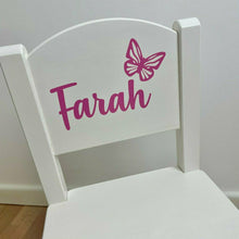 Load image into Gallery viewer, Personalised Baby Girls Butterfly Toddler Wooden Nursery, Dining Chair
