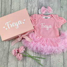 Load image into Gallery viewer, Newborn Baby Girl Gift Set, Personalised Pink Tutu Romper &amp; Gift Box - Little Secrets Clothing
