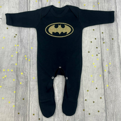 Baby Boy Batman Superhero Outfit, Marvel Inspired Black Sleepsuit