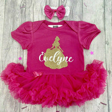 Load image into Gallery viewer, Personalised Baby Girls Princess Tutu Romper, Disney Princess Birthday Outfit
