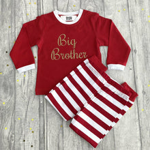 Load image into Gallery viewer, Big Brother Red and White Striped Boy’s Christmas Pyjamas

