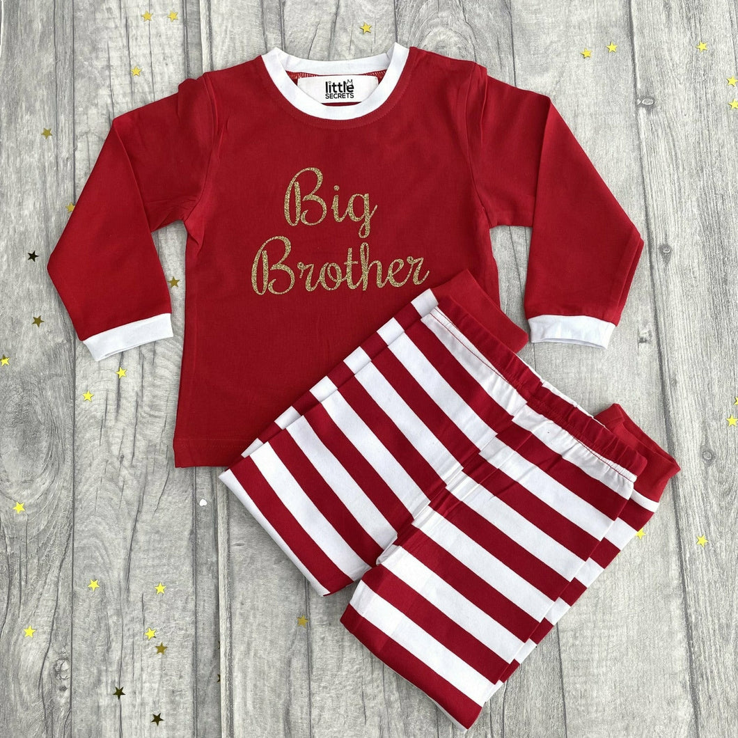 Big Brother Red and White Striped Boy’s Christmas Pyjamas