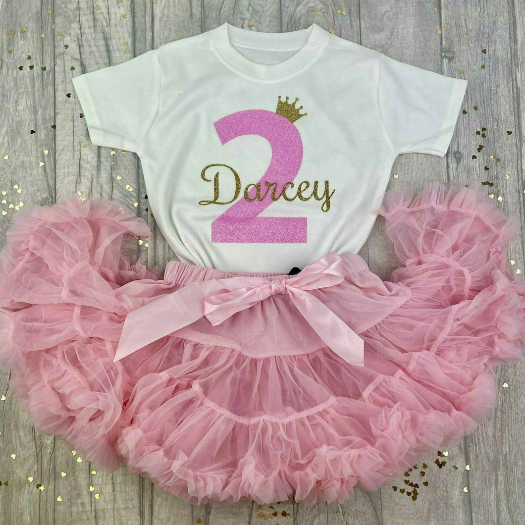Girls Personalised Pink Birthday Outfit Set