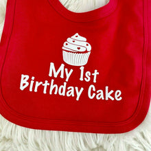Load image into Gallery viewer, My 1st Birthday Cake Bib with Cupcake design Cake Smash - Little Secrets Clothing
