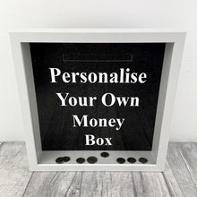 Load image into Gallery viewer, Custom Your Own Money Box Saving Fund Gift, Black Glitter Background - Little Secrets Clothing
