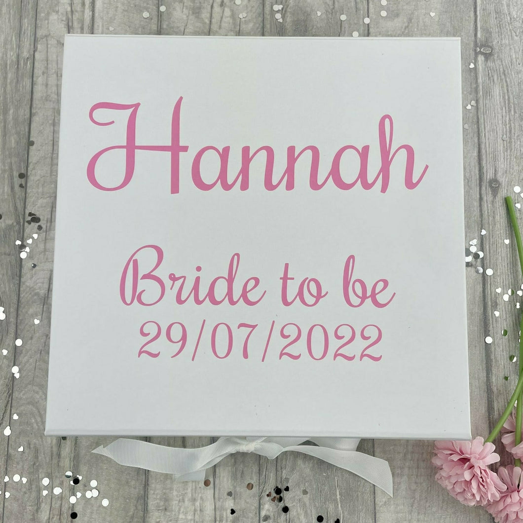 Personalised Bride To Be Name and Date Wedding Memory Keepsake Box