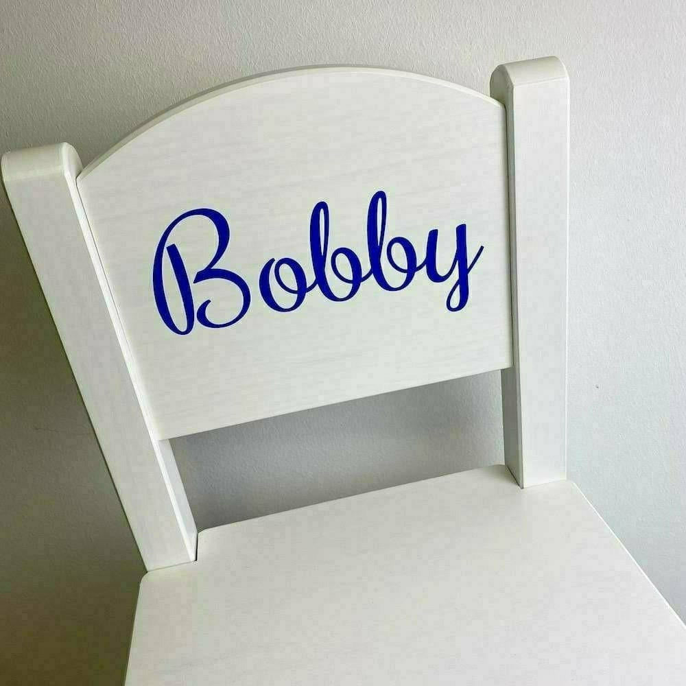 Personalised Baby Girl or Boy White Toddler Wooden Nursery Dining Chair