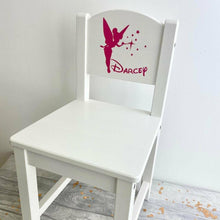 Load image into Gallery viewer, Personalised Baby Girls Tinker Bell Inspired Fairy Design White Wooden Nursery Chair
