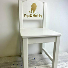 Load image into Gallery viewer, Personalised Children&#39;s Lion Design Chair, Wooden Nursery Chair Gift
