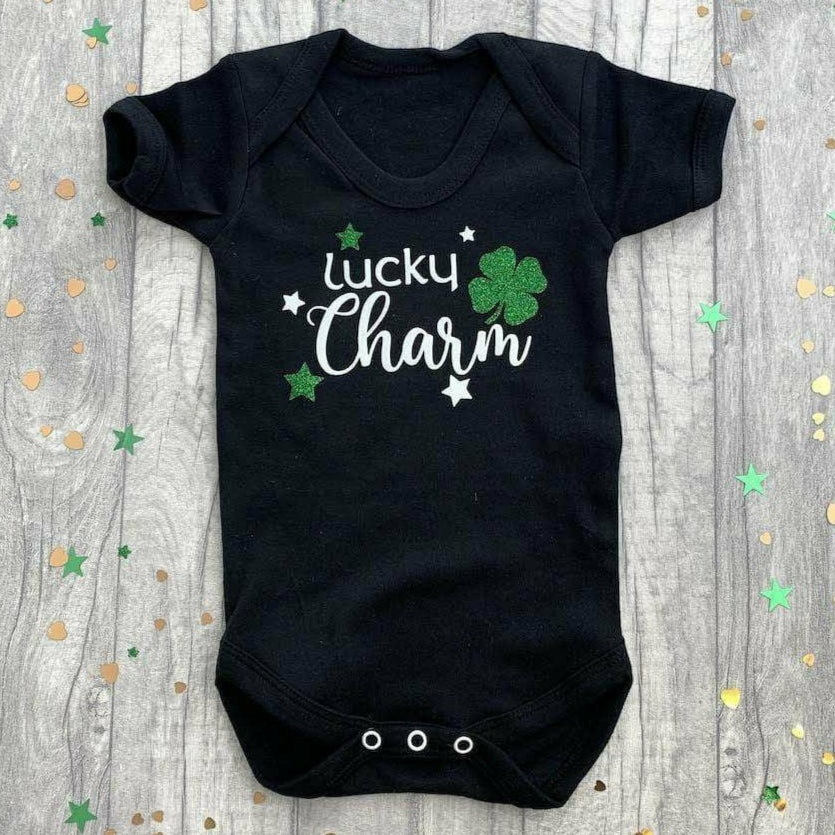 'Lucky Charm' Baby Girls or Boys Short Sleeve Romper