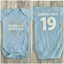 Load image into Gallery viewer, Boys Personalised Chelsea&#39;s Cutest Fan Romper
