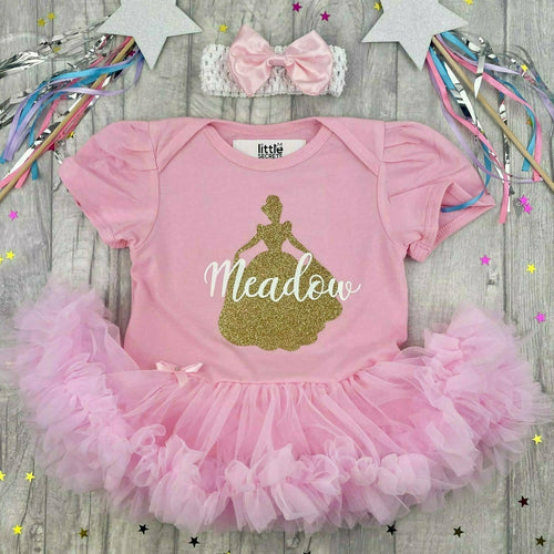 Personalised Baby Girls Princess Tutu Romper, Disney Princess Birthday Outfit