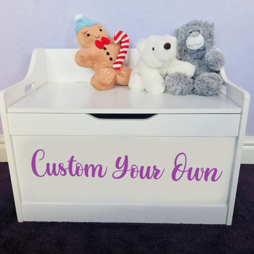 Custom Your Own Children's Wooden Toy Box, White Toy Storage Box with Personalised Design