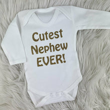 Load image into Gallery viewer, Cutest Nephew Ever Baby Boy White Long Sleeve Romper
