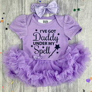 'I've got Daddy under My Spell', Tutu Romper with Matching Bow Headband, Father's Day, Halloween