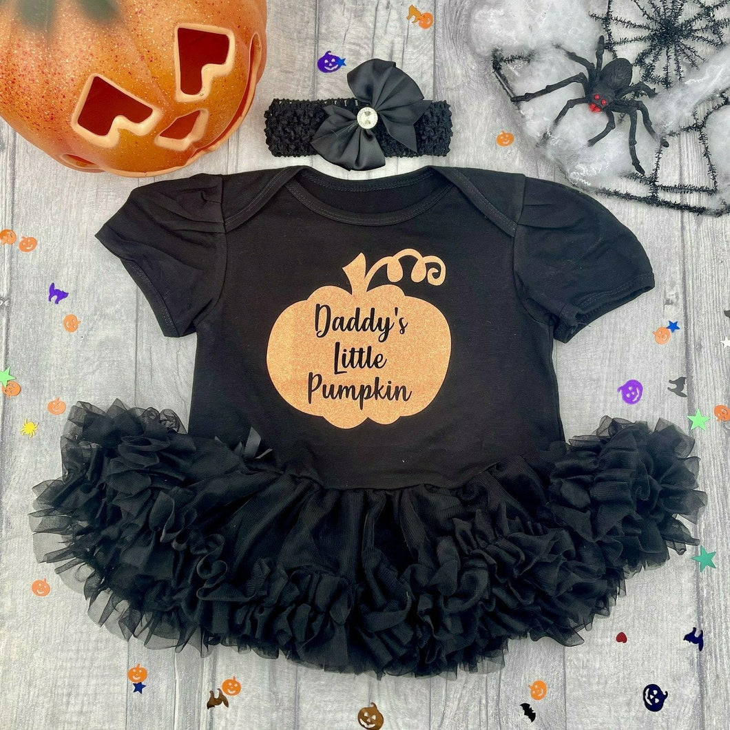 Daddy's Little Pumpkin Baby Girl Tutu Romper, Thanksgiving Halloween Outfit