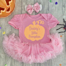 Load image into Gallery viewer, Daddy&#39;s Little Pumpkin Baby Girl Tutu Romper, Thanksgiving Halloween Outfit
