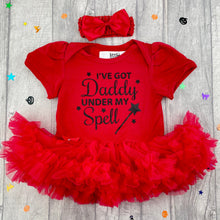 Load image into Gallery viewer, I&#39;ve got Daddy under My Spell Tutu Romper with Matching Bow Headband
