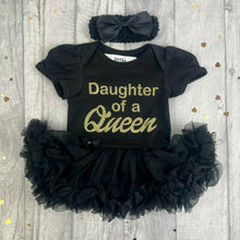 Load image into Gallery viewer, &#39;Daughter Of A Queen&#39; Baby Girl Tutu Romper With Matching Bow Headband

