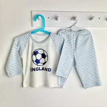 Load image into Gallery viewer, England Football, Blue Stripe Boys Pyjamas
