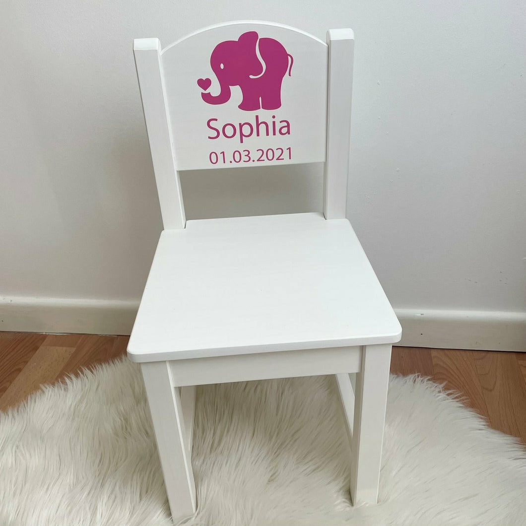 Personalised Baby Girl or Boy Elephant Wooden Nursery Chair
