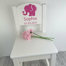 Load image into Gallery viewer, Personalised Baby Girl or Boy Elephant Wooden Nursery Chair
