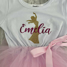 Load image into Gallery viewer, Personalised Girls Princess Dress, Disney Princess Long Sleeve Pink Tutu Dress, Birthday Party
