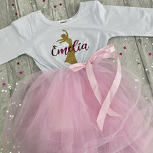 Load image into Gallery viewer, Personalised Girls Princess Dress, Disney Princess Long Sleeve Pink Tutu Dress, Birthday Party
