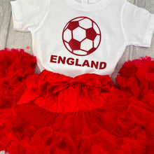 Load image into Gallery viewer, World Cup 2022 England Football T-Shirt &amp; Boutique Tutu Skirt - Little Secrets Clothing
