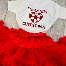 Load image into Gallery viewer, World Cup 2022 England&#39;s Cutest Fan Girls Football Top &amp; Red Tutu Skirt - Little Secrets Clothing
